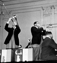Count Basie’s all-African American band at Carnegie Hall, Dec. 23, 1938. (AP)