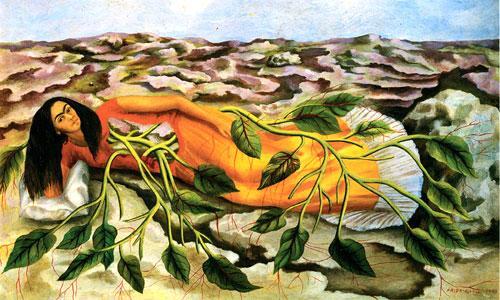 Frida Kahlo&#039;s 1943 oil-on-metal painting &quot;Roots” (AP)
