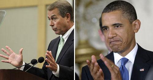 House Republican Leader John Boehner, who wants to extend tax cuts for all, including upper incomes; and President Obama, who wants cuts extended for the middle class. (AP)