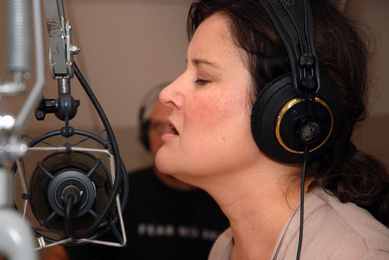 Paula Cole in the Radio Boston studios. (Jesse Costa/WBUR)