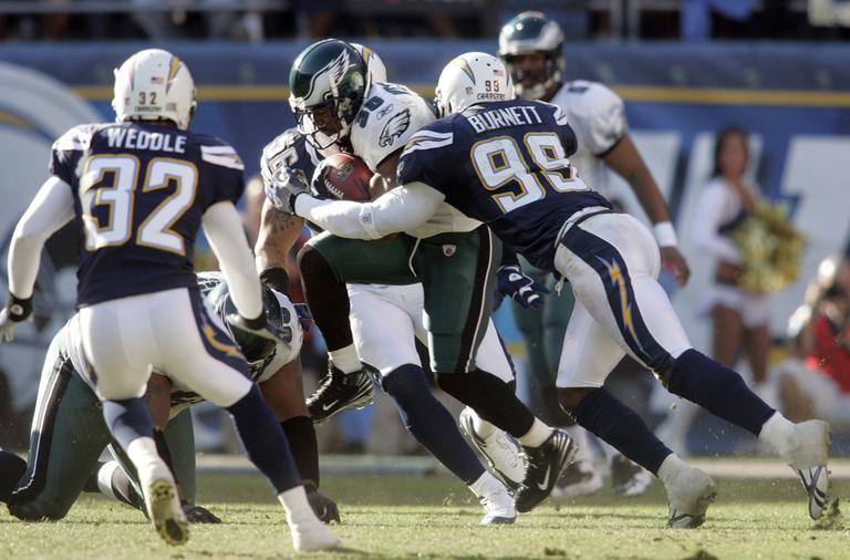 The Eagles' Brian Westbrook suffered a concussion during this 2009 game against the Chargers. (AP)