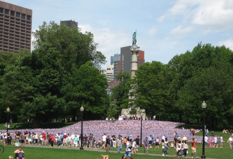 Thousands of American flags and Boston residents on Boston Common during Memorial Day weekend. (Brian Herzog/Flickr)