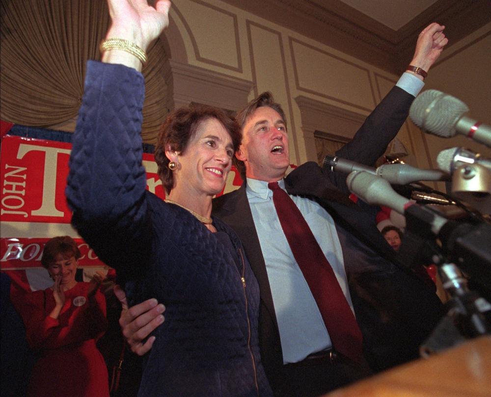 A 1996 file photo of Rep. John Tierney and his then-girlfriend, and now wife, Patrice Tierney. She pleaded guilty Wednesday to four counts of aiding and abetting the filing of false tax returns for her brother, a federal fugitive. (AP)
