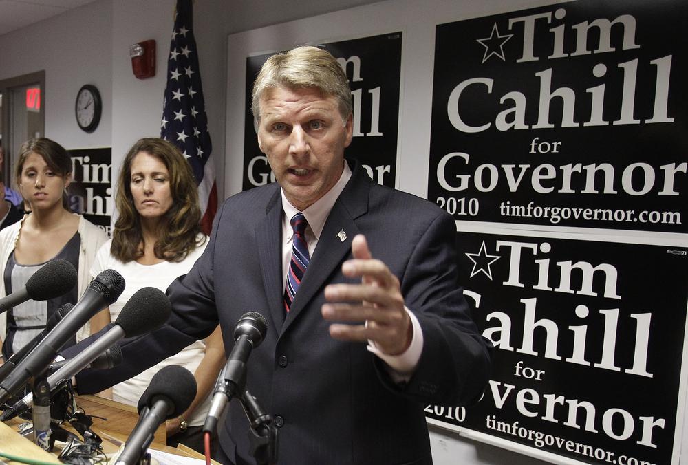 Independent candidate for governor Tim Cahill is suing his former top aides, alleging they conspired to pass campain information to Republican candidate Charlie Baker. (AP)