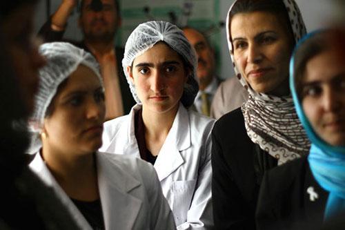 Young women studying midwifery in Badakhshan Province&#039;s capital city, Faizabad, Afghanistan. (Jim Wildman/NPR)