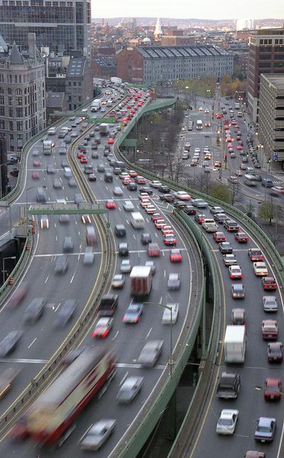 Boston's Central Artery, in 1991, before the Big Dig put it underground (AP)