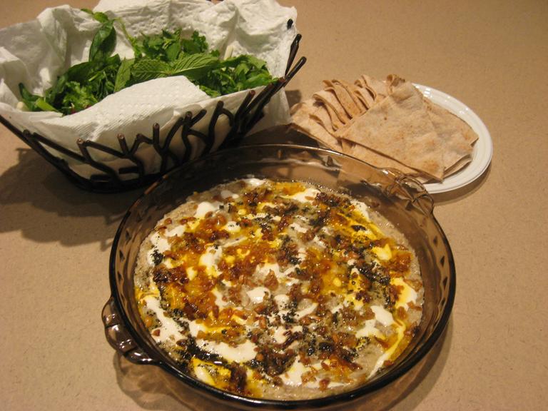Kashk-o-bedemjan, a Persian eggplant dish. (Karyn Miller-Medzon/WBUR)