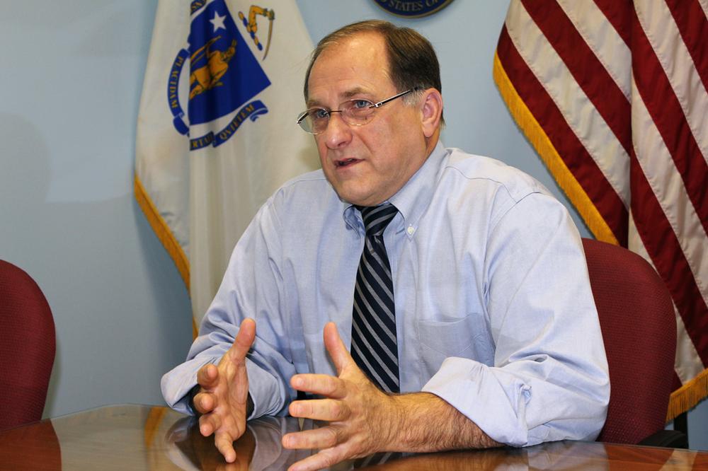 Congressman Michael Capuano sits in his district office in Cambridge. As his Democratic colleagues fight to hold on to their seats, Capuano is running unopposed in the Eighth Congressional District. (Lisa Tobin/WBUR)