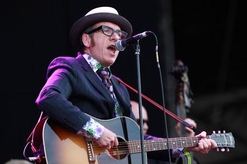 Elvis Costello performing at the &#039;Hard Rock Calling 2010&#039; event in London, June 27, 2010. (AP)