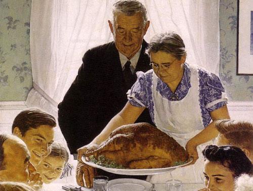 Norman Rockwell&#039;s American Thanksgiving table. 