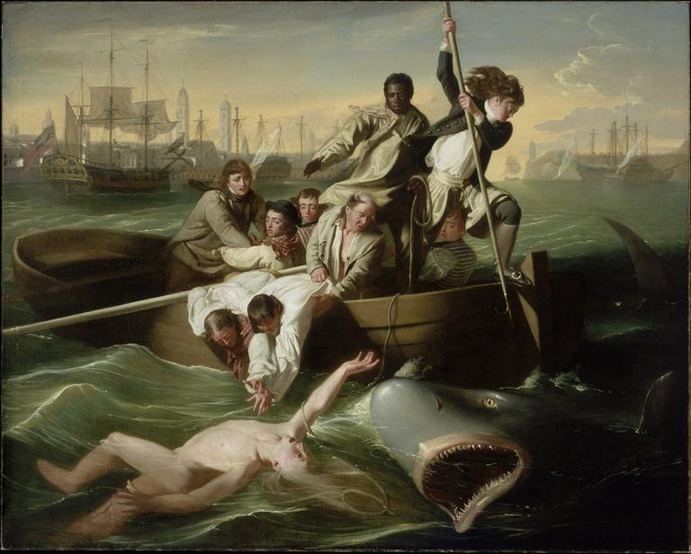 &quot;Sharks don’t have lips, but that doesn’t stop this enormous painting from quickening your pulse,&quot; Smee says. (&quot;Watson and the Shark&quot; by John Singleton Copley, courtesy of the MFA)