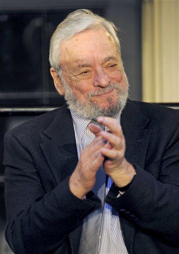 Stephen Sondheim at a ceremony at the Stephen Sondheim Theatre in Times Square. (AP)
