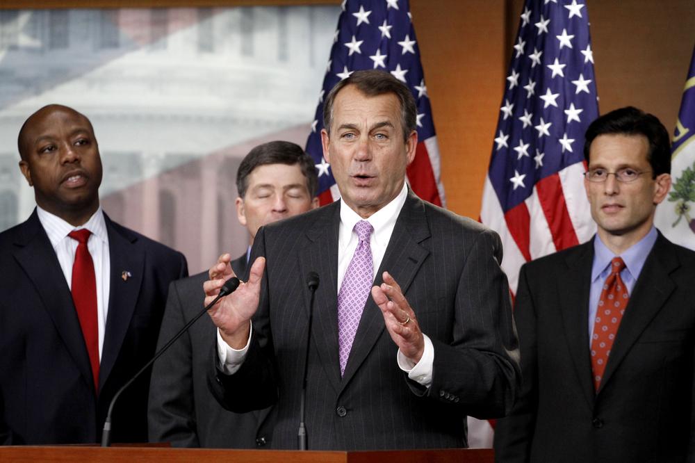 House Speaker in-waiting John Boehner of Ohio, second from right, at a news conference with other members of the incoming Republican leadership team. (AP) 