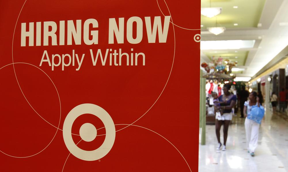 A Target store advertises for employment, in Daly City, Calif. (AP)