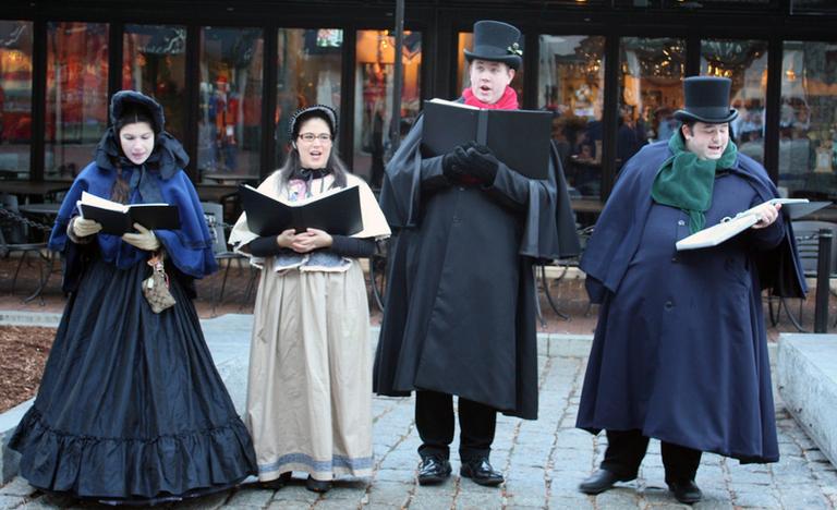 Carolers outside Boston's Faneuil Hall (Frank Reese/Flickr)