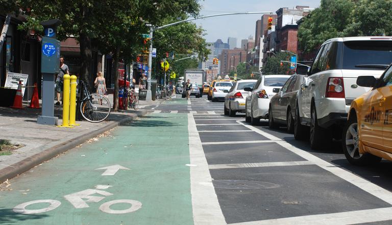 The city recently removed a few lanes of traffic on New York City's First Avenue to add a bike lane. (Joe Shlabotnik/Flickr)