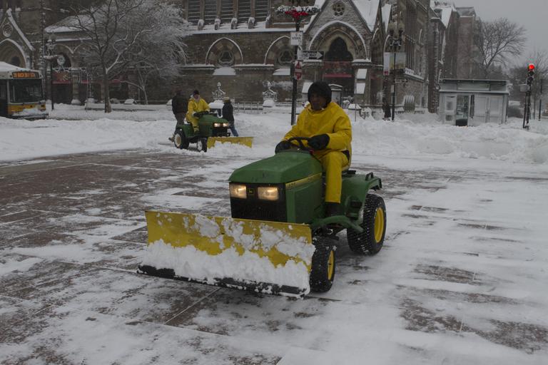 It took an army of snowplows to clear Boston's Copley Square. (Nicholas Dynan for WBUR)