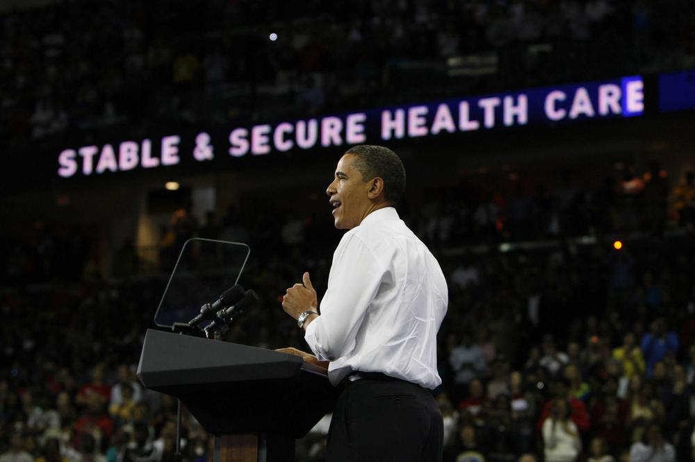 President Barack Obama speaks at a rally on health care reform, in College Park, Md., in 2009. (AP)
