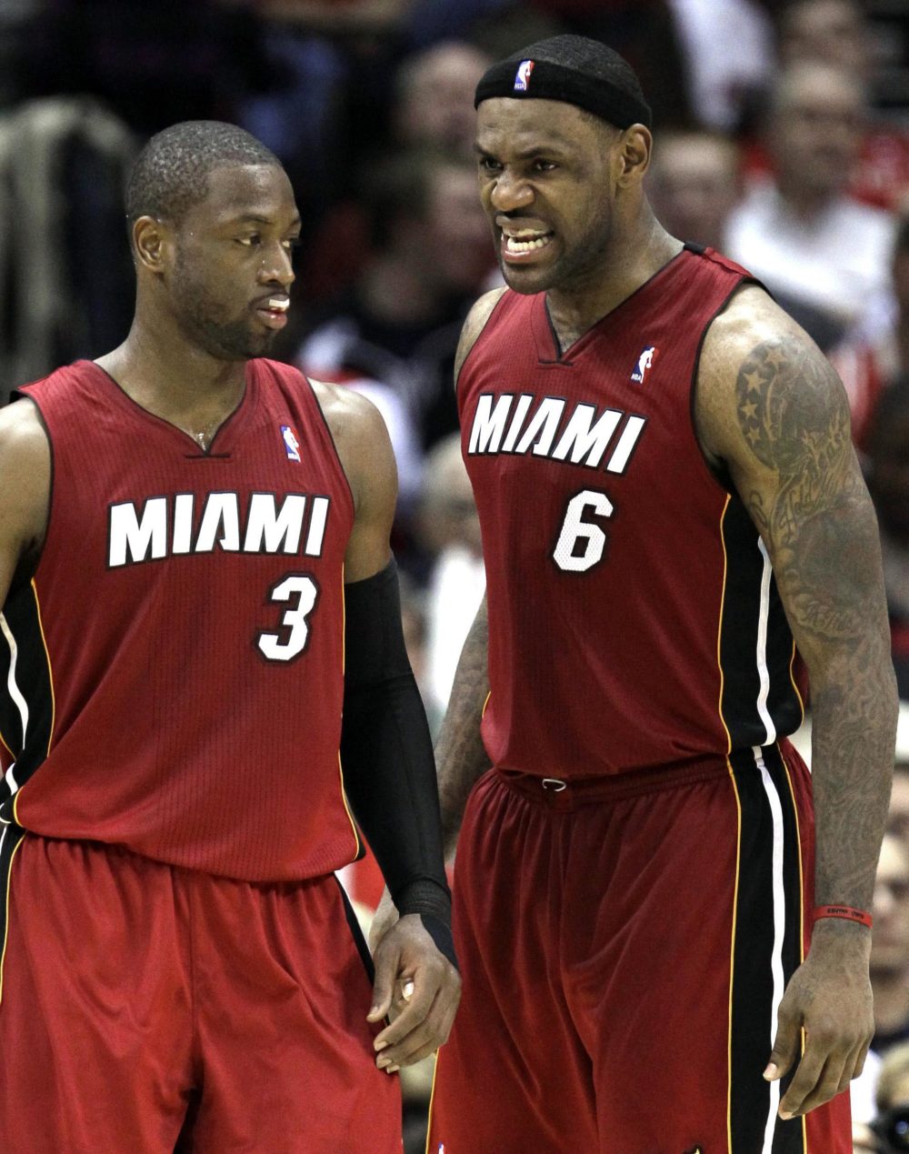 Dwyane Wade (3) and LeBron James (6) have the Heat heading in the right direction in Miami. Can they get past Boston and Orlando in the NBA&#039;s Eastern Conference? (AP Photo/David J. Phillip)