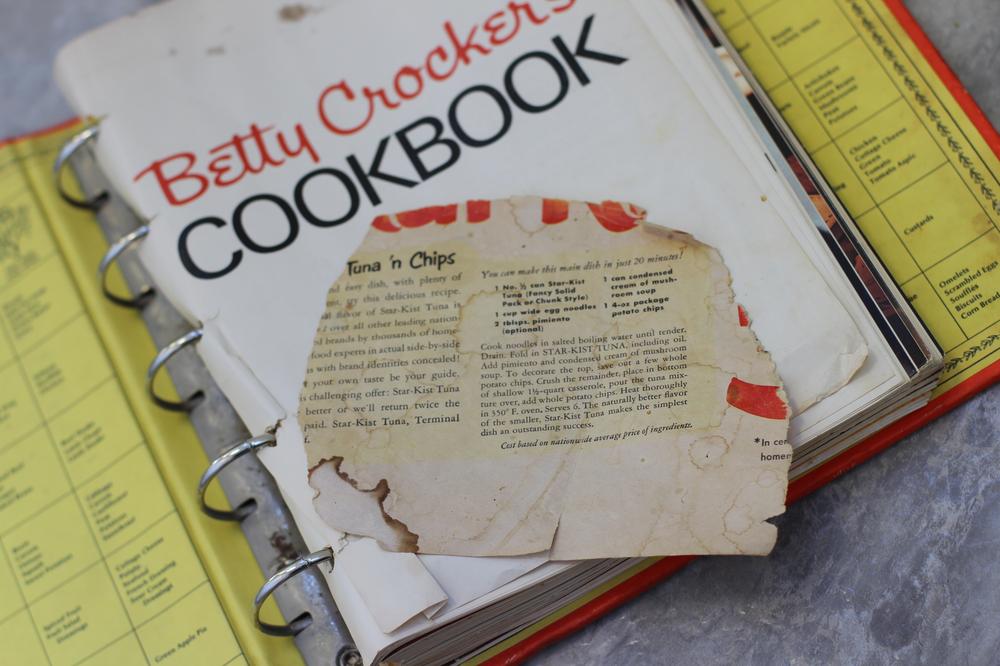 Here &amp; Now host Robin Young found her mother's favorite tuna casserole recipe stuck in the pages of a Betty Crocker cookbook. (Jill Ryan)