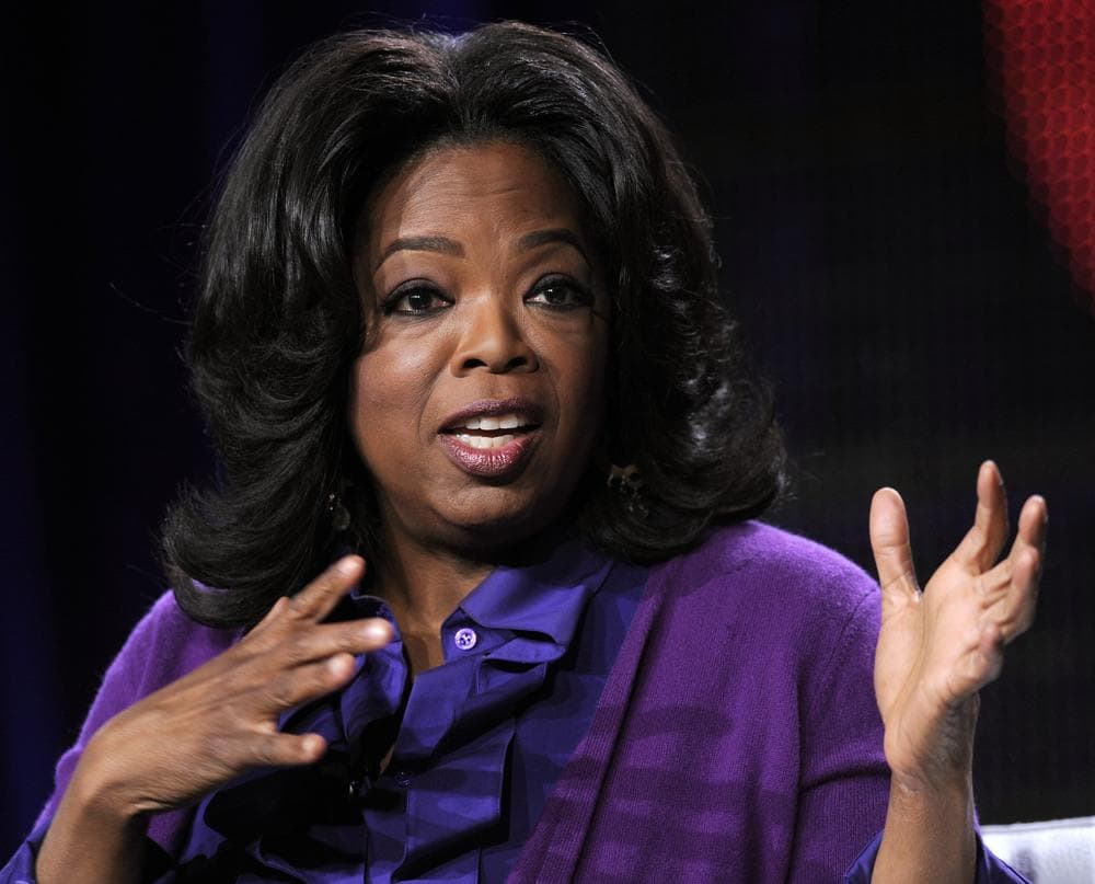 Oprah Winfrey addresses reporters in Pasadena, Calif. (AP)