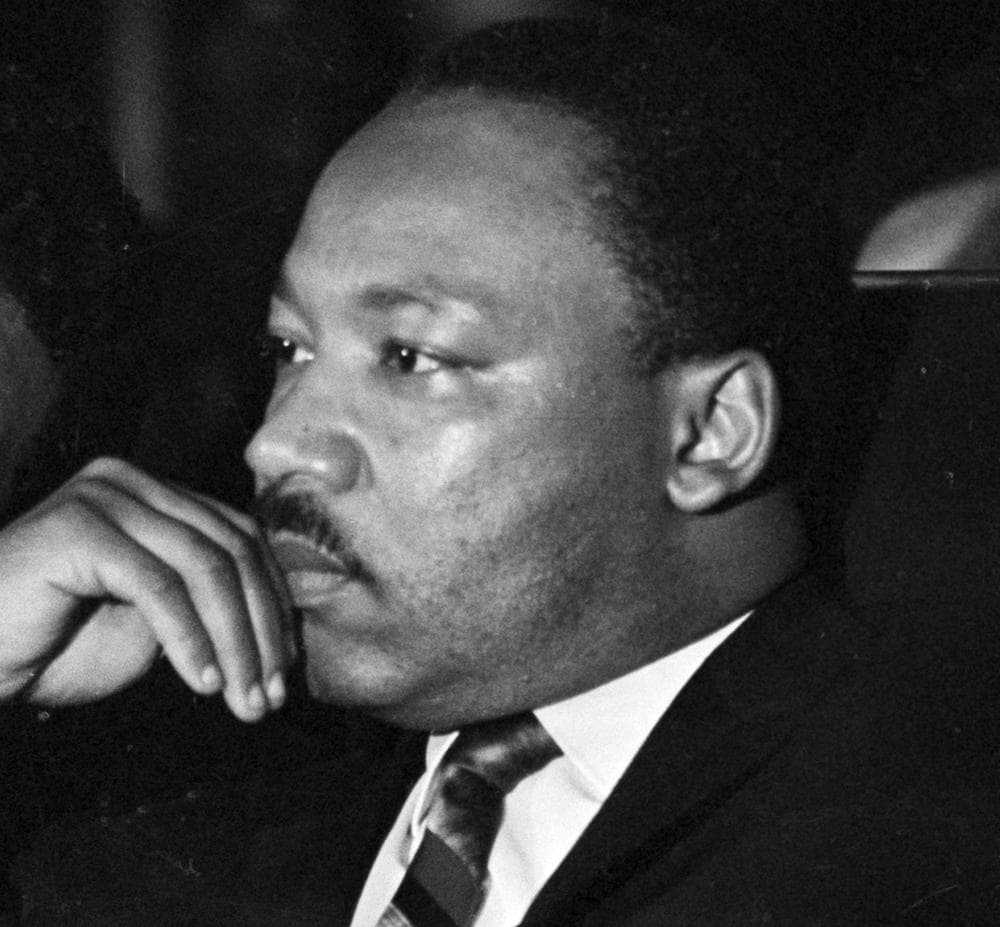 Dr. Martin Luther King, Jr. just prior to his final public appearance to address striking Memphis sanitation workers on April 4, 1968.  King was assassinated later that day outside his motel room.  (AP)