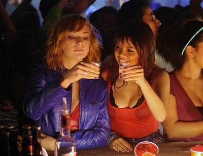 Rachel Thevenard portrays Michelle, left, and Camille Cresencia-Mills portrays Daisy in a scene from MTV&#039;s controversial adolescent drama &quot;Skins.&quot; (AP)
