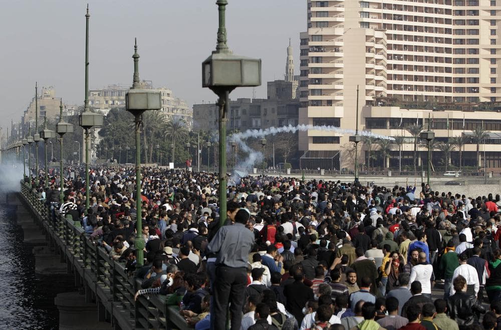 Egyptian anti-government activists protest in Cairo, Egypt. (AP)