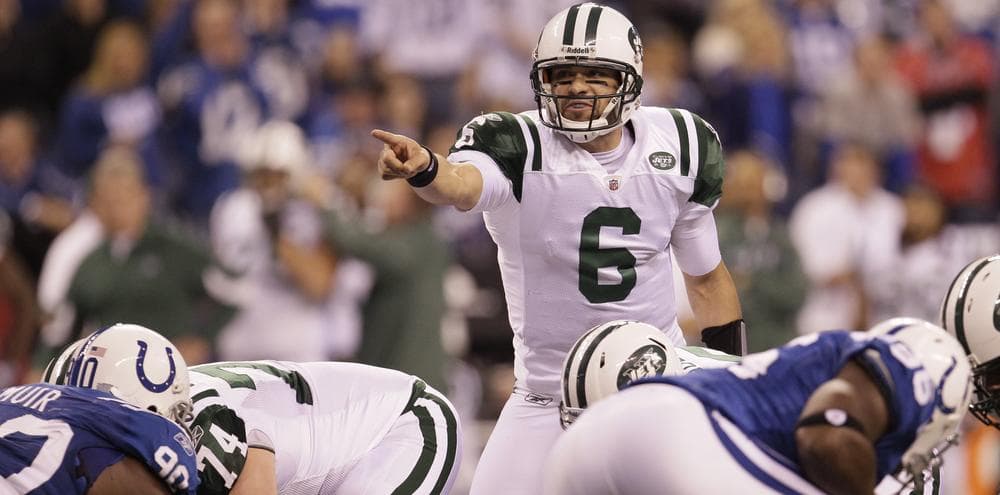 New York Jets quarterback Mark Sanchez in action during the second quarter of the AFC wild card game against the Indianapolis Colts. (AP Photo/Nam Y. Huh)