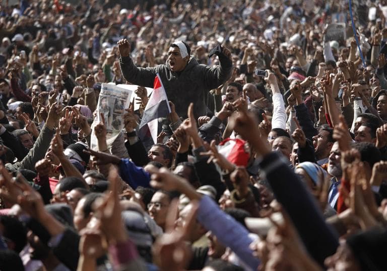 Protesters chant in Tahrir Square, Cairo. (AP)