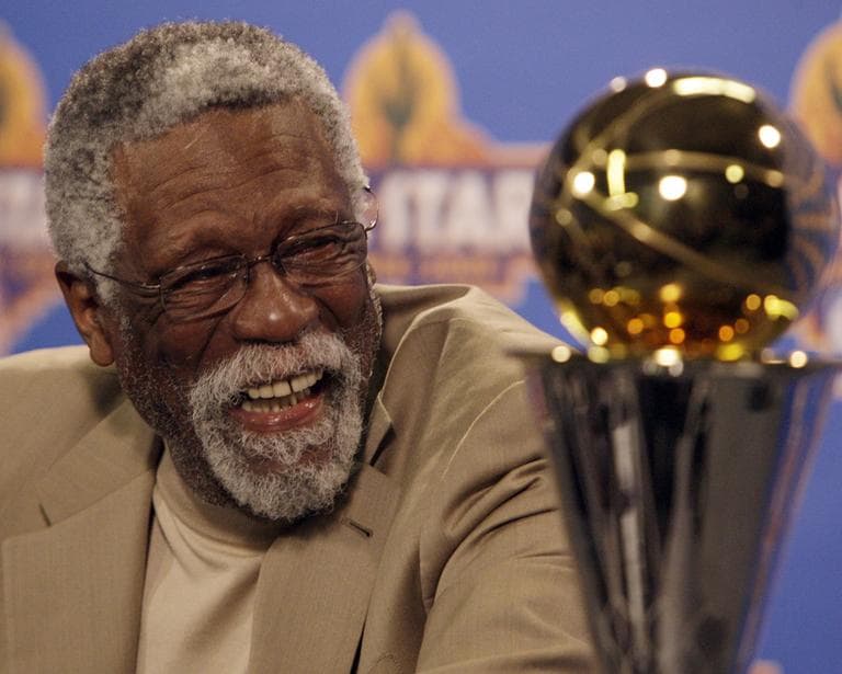 In 2009, former NBA great Bill Russell reacts to the NBA Finals Most Valuable Player trophy being named for him. (AP)