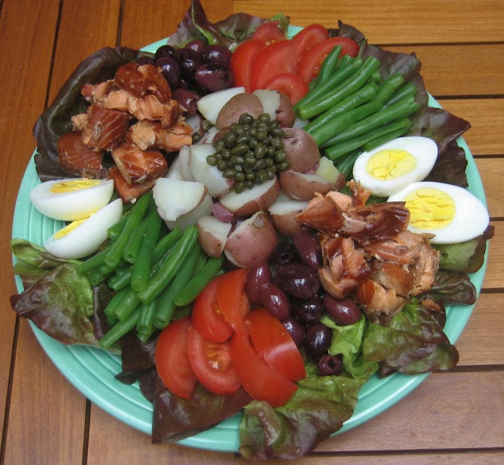 Salmon Nicoise Salad. (The Fishes and Dishes Cookbook)