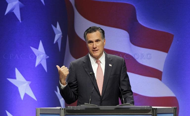 Former Massachusetts Gov. Mitt Romney speaks at the Conservative Political Action Committee meeting. (AP)