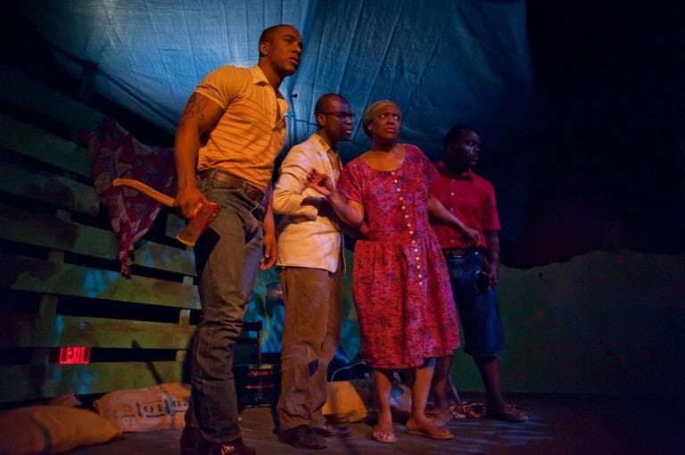 Hampton Sterling Fluker, Cedric Lilly, Sonya Raye, and Kervin George Germain in &quot;Ti-Jean &amp; His Brothers&quot; at Central Square Theater. (A.R. Sinclair/Central Square Theater)