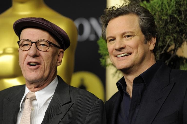 Geoffrey Rush, left, an Oscar nominee for Actor in a Supporting Role for &quot;The King's Speech,&quot; and Colin Firth, an Oscar nominee for Actor in a Leading Role for the same film, pose together at the 30th Academy Awards Nominees Luncheon in Beverly Hills, Calif., Feb. 7. (AP)