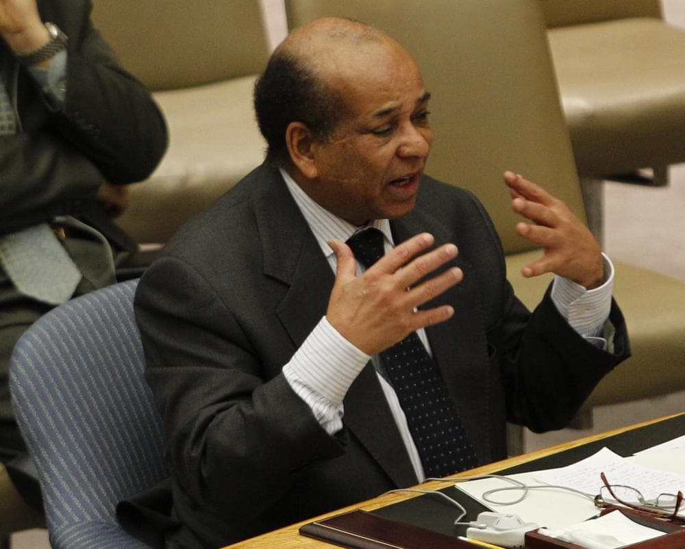 Libya's U.N. ambassador Mohamed Shalgham speaks to the Security Council at United Nations headquarters in New York Friday, Feb. 25, 2011.  (AP)