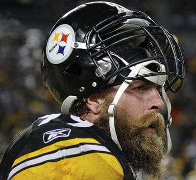 Brett Keisel wasn't mentioned in any Super Bowl Haikus, but his beard should have gotten a mention. (AP)