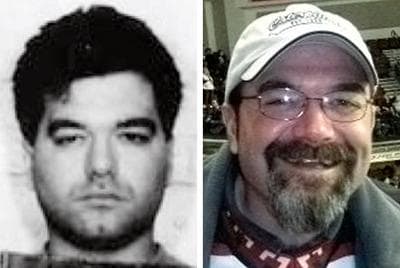 Enrico Ponzo, at left in a 1994 mug shot, and at right in an undated file photo at a hockey game in Idaho (AP)