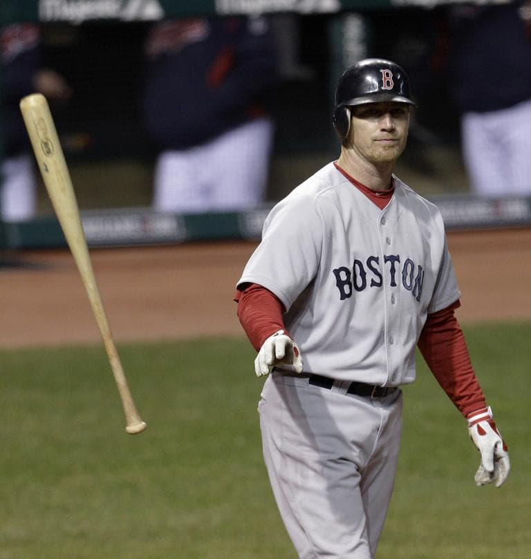 Boston Red Sox&#039;s J.D. Drew throws his bat after striking out against the Cleveland Indians in the third inning of a baseball game Wednesday. (AP)