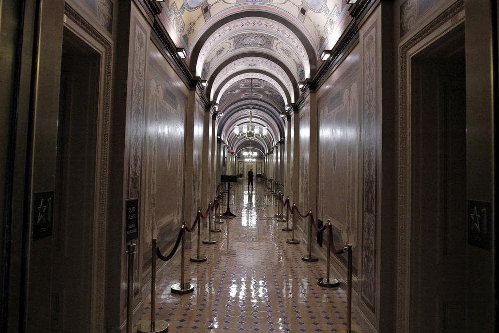 The Brumidi Corridors of the U.S. Capitol as Congress continues to work to avert a government shutdown on Capitol Hill in Washington. (AP)