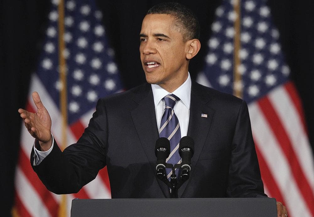 President Barack Obama outlines his fiscal policy during an address at George Washington University in Washington.  (AP)