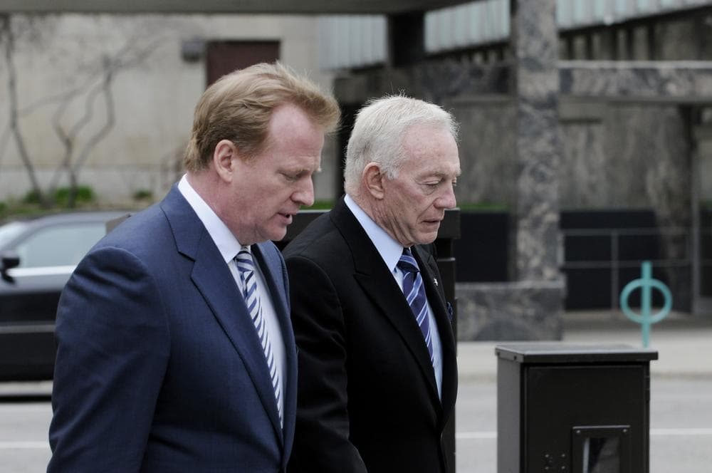 Is it possible for NFL Commissioner Roger Goodell (l) and Dallas Cowboys owner Jerry Jones to love the game of football as much as those who play it? (AP)