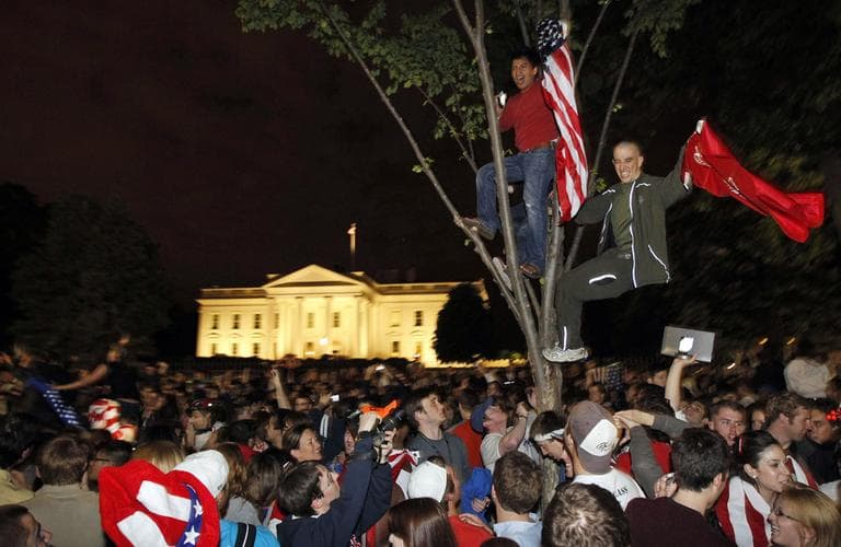 Crowds celebrate early Monday in front of the White House after President Obama announced that Osama bin Laden had been killed. (AP)