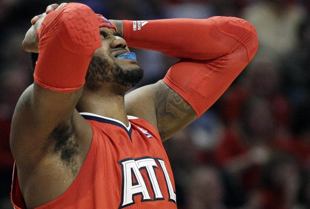 Atlanta Hawks' Josh Smith reacts after he fouled in Game 2 against the Bulls. (AP) 