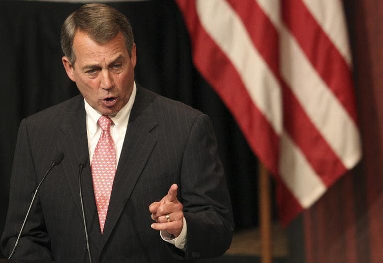 U.S. House Speaker John Boehner, (R-OH) addresses the Economic Club of New York in New York, Monday. (AP)