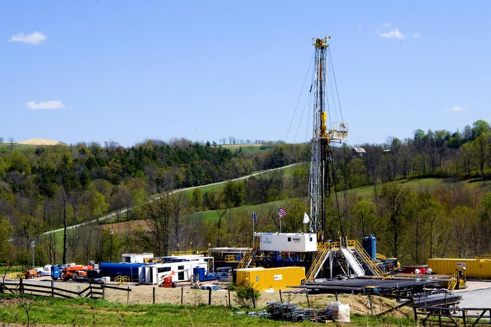 A Chesapeake Energy natural gas well site near Burlington, Pa. in Bradford County Friday. (AP)