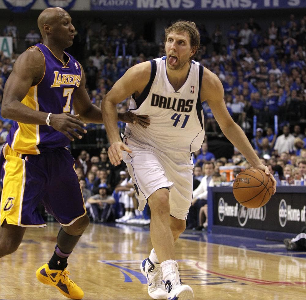 Dirk Nowitzki averaged 25.8 points per game during the series against the Lakers. (AP)