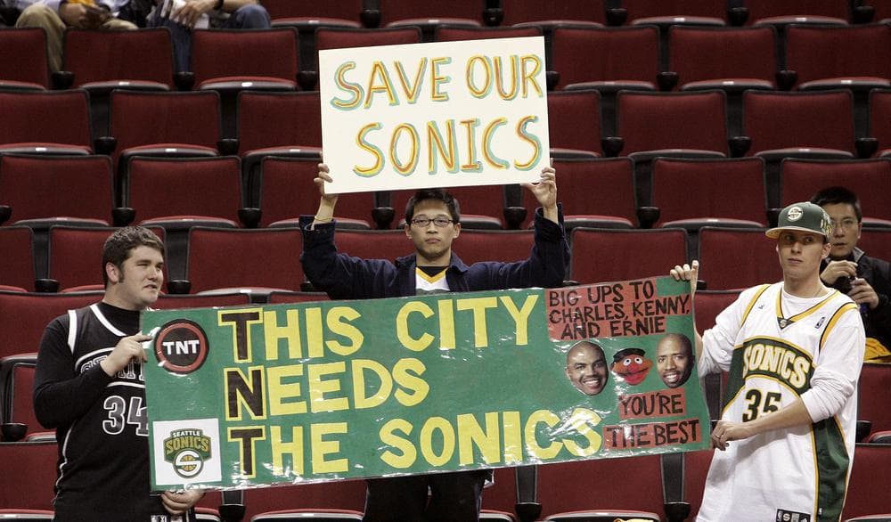 Seattle SuperSonics fans have been left without a team, while Oklahoma City enjoys the Thunder's playoff run. (AP)