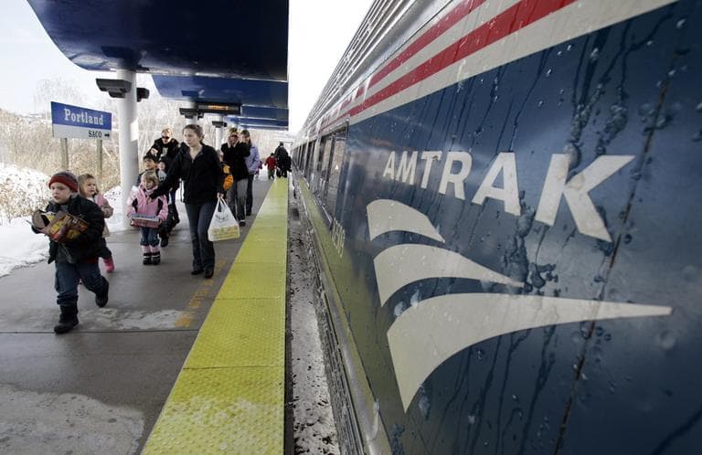 An Amtrak train arrives in Portland, Maine, in this 2007 file photo. (AP)