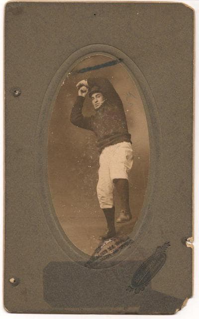 This 1901 photo of Sox pitcher George Cuppy is headed back to Boston. (Boston Public Library)